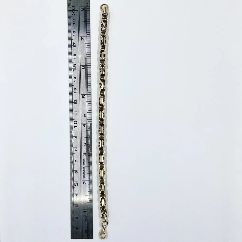 Byzantine Chain Curb-Chain Bright Gold Tone 8” Bracelet
